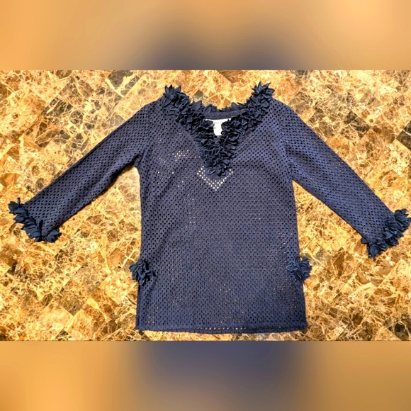 Gretchen Scott Split Neck Ruffle Top - Picture 5 of 8